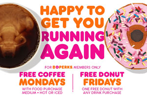 Dunkin’ Introduces Free Coffee Mondays and Reintroduces Free Donut Fridays for DD Perks Members