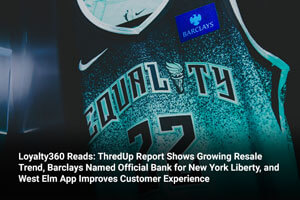 Loyalty360 Reads: ThredUp Report Shows Growing Resale Trend, Barclays Named Official Bank for New York Liberty, and West Elm App Improves Customer Experience 