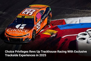 Image of a race car with Choice Privileges logo.