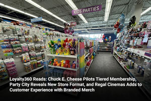 Loyalty360 Reads: Chuck E. Cheese Pilots Tiered Membership, Party City Reveals New Store Format, and Regal Cinemas Adds to Customer Experience with Branded Merch 