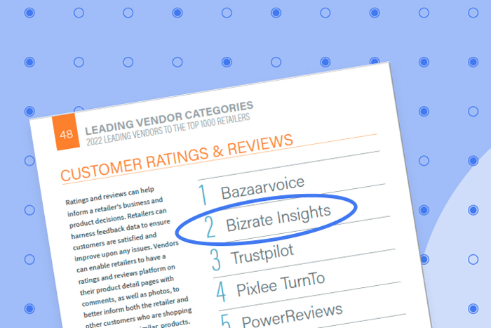 Bizrate Insights Named Top Vendor for Customer Ratings & Reviews