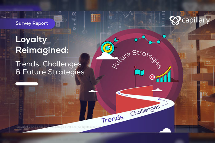Capillary image titled "Loyalty Reimagined: Trends, Challenges & Future Strategies" with digital background and a circular graphic showing a pathway.